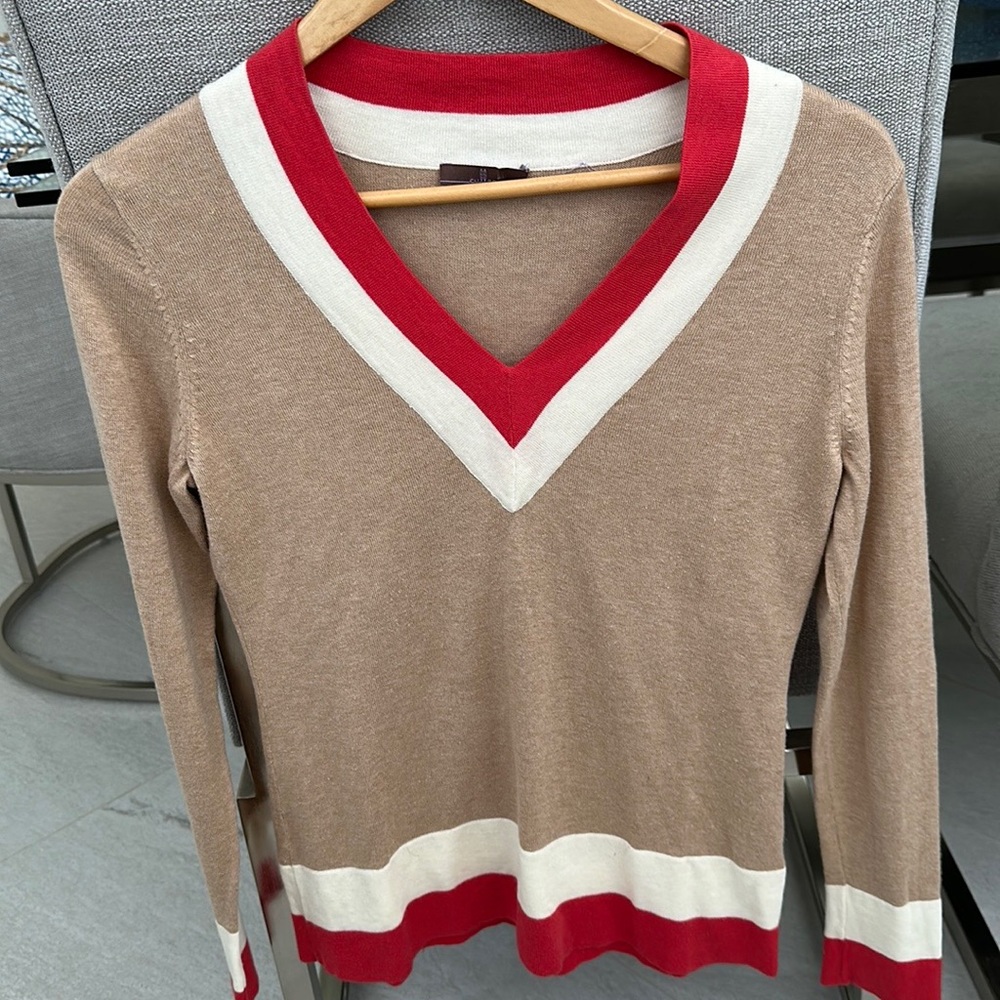 Cullen Lightweight Sweater V Neck Color Block Long Sleeve size small